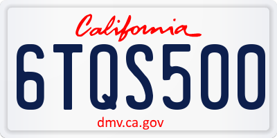 CA license plate 6TQS500