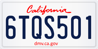 CA license plate 6TQS501