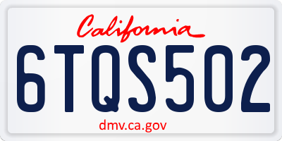 CA license plate 6TQS502