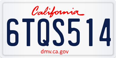 CA license plate 6TQS514