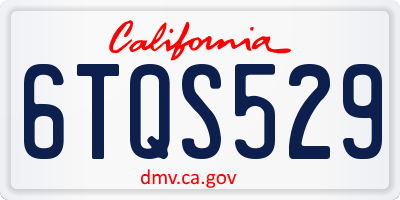 CA license plate 6TQS529