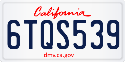 CA license plate 6TQS539