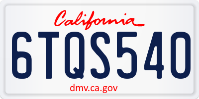 CA license plate 6TQS540