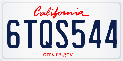 CA license plate 6TQS544