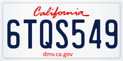 CA license plate 6TQS549