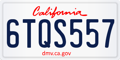 CA license plate 6TQS557