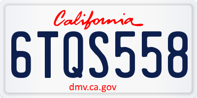 CA license plate 6TQS558