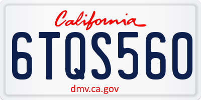 CA license plate 6TQS560