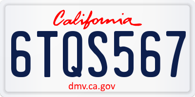 CA license plate 6TQS567