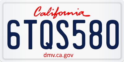 CA license plate 6TQS580