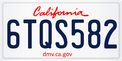 CA license plate 6TQS582