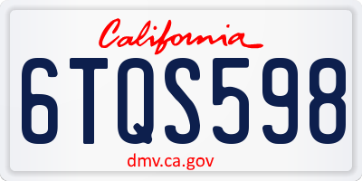 CA license plate 6TQS598