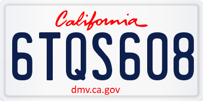 CA license plate 6TQS608