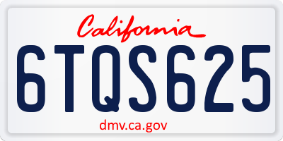 CA license plate 6TQS625