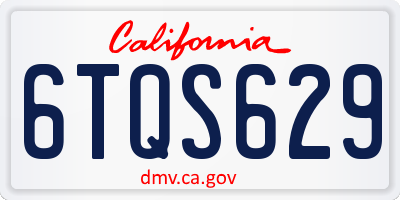 CA license plate 6TQS629