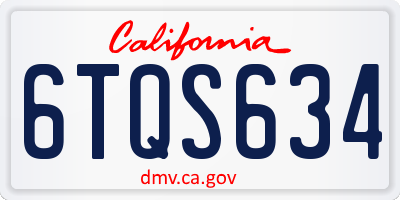 CA license plate 6TQS634