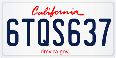 CA license plate 6TQS637