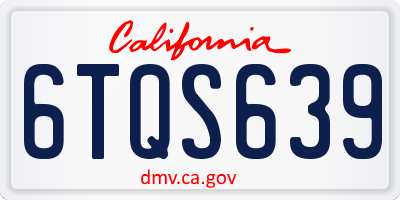 CA license plate 6TQS639