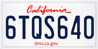 CA license plate 6TQS640