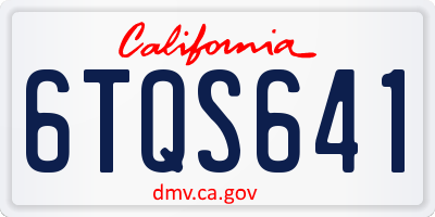 CA license plate 6TQS641