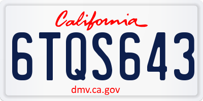 CA license plate 6TQS643