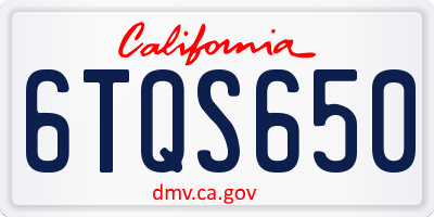 CA license plate 6TQS650