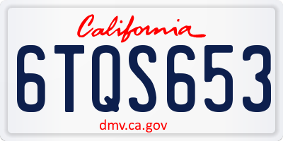CA license plate 6TQS653