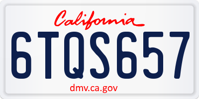 CA license plate 6TQS657