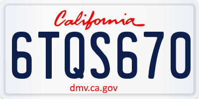 CA license plate 6TQS670