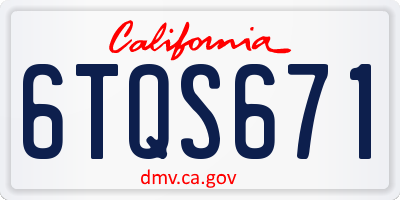 CA license plate 6TQS671