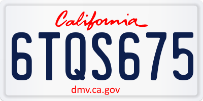 CA license plate 6TQS675