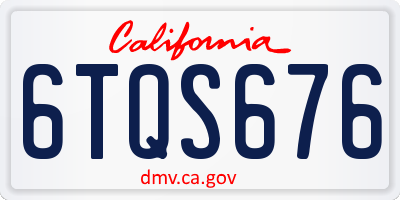 CA license plate 6TQS676