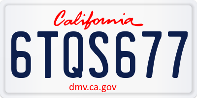 CA license plate 6TQS677