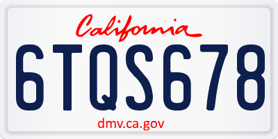 CA license plate 6TQS678