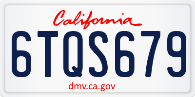 CA license plate 6TQS679