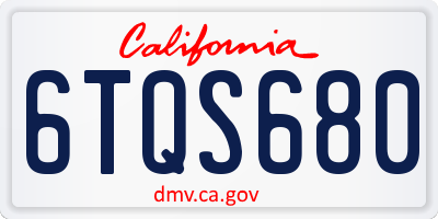 CA license plate 6TQS680