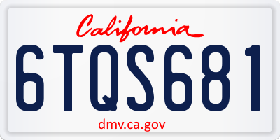 CA license plate 6TQS681