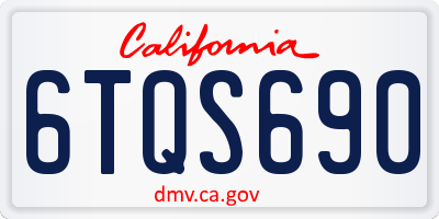 CA license plate 6TQS690