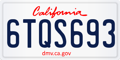 CA license plate 6TQS693