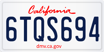 CA license plate 6TQS694