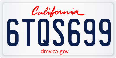 CA license plate 6TQS699