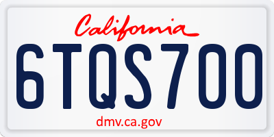 CA license plate 6TQS700