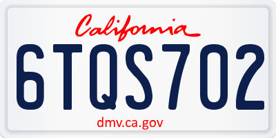 CA license plate 6TQS702