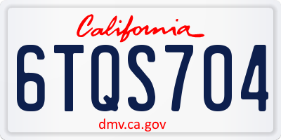 CA license plate 6TQS704