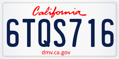 CA license plate 6TQS716