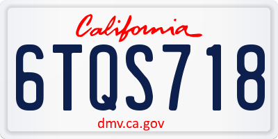 CA license plate 6TQS718