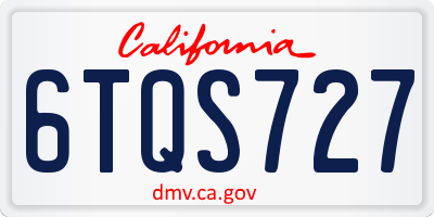 CA license plate 6TQS727