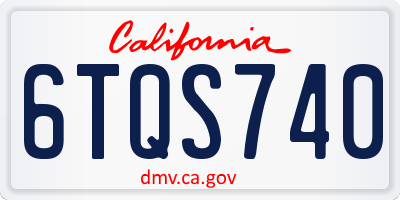 CA license plate 6TQS740