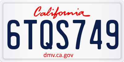 CA license plate 6TQS749