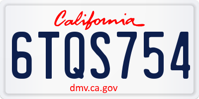 CA license plate 6TQS754